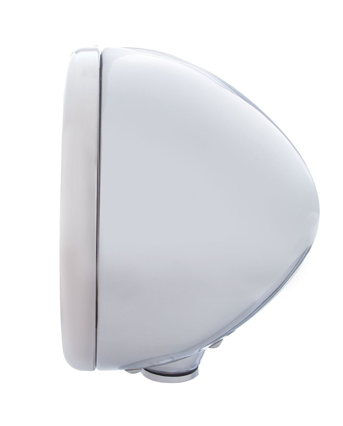 (BOX) STAINLESS STEEL PETERBILT "CLASSIC" HEADLIGHT W/ SIGNAL LIGHT - AMBER LENS