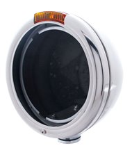 (BOX) CHROME PETERBILT "CLASSIC" HEADLIGHT W/ SIGNAL LIGHT - AMBER LENS