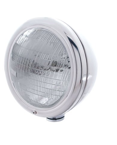 (BOX) CHROME "CLASSIC" PETERBILT HEADLIGHT W/O SIGNAL LIGHT - 6014 SEALED BEAM (BOX) CHROME "CLASSIC" PETERBILT HEADLIGHT W/O SIGNAL LIGHT - 6014 SEALED BEAM