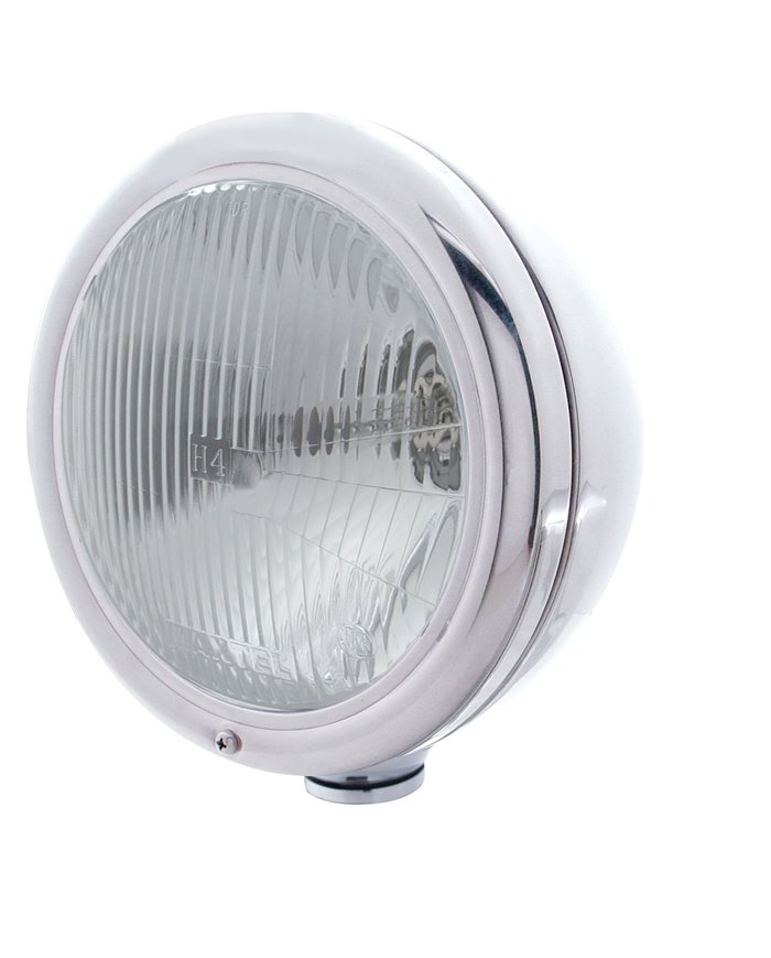 (BOX) STAINLESS STEEL "CLASSIC" PETERBILT HEADLIGHT W/O SIGNAL LIGHT - H4 HALOGEN