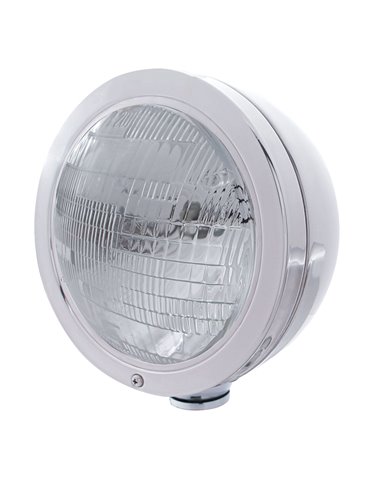 (BOX) STAINLESS STEEL "BULLET" PETERBILT HEADLIGHT - 6014 SEAL BEAM (BOX) STAINLESS STEEL "BULLET" PETERBILT HEADLIGHT - 6014 SEAL BEAM