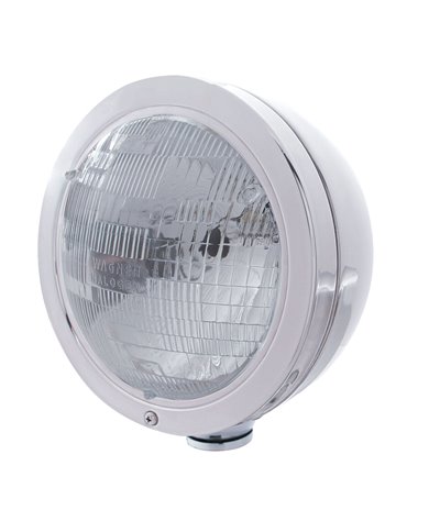 (BOX) STAINLESS STEEL "BULLET" PETERBILT HEADLIGHT - H6024 HALOGEN (BOX) STAINLESS STEEL "BULLET" PETERBILT HEADLIGHT - H6024 HALOGEN