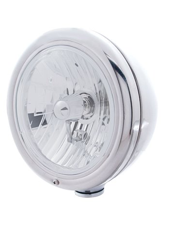 (BOX) STAINLESS STEEL "CLASSIC" PETERBILT HEADLIGHT W/O SIGNAL LIGHT - CRYSTAL H4 HALOGEN (BOX) STAINLESS STEEL "CLASSIC" PETERBILT HEADLIGHT W/O SIGNAL LIGHT - CRYSTAL H4 HALOGEN