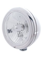 (BOX) STAINLESS STEEL "CLASSIC" PETERBILT HEADLIGHT W/O SIGNAL LIGHT - CRYSTAL H4 HALOGEN