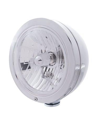 (BOX) STAINLESS STEEL "BULLET" PETERBILT HEADLIGHT W/O SIGNAL LIGHT - CRYSTAL H4 HALOGEN (BOX) STAINLESS STEEL "BULLET" PETERBILT HEADLIGHT W/O SIGNAL LIGHT - CRYSTAL H4 HALOGEN