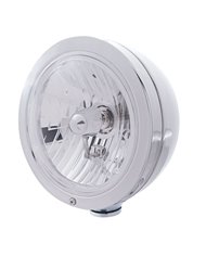 (BOX) STAINLESS STEEL "BULLET" PETERBILT HEADLIGHT W/O SIGNAL LIGHT - CRYSTAL H4 HALOGEN