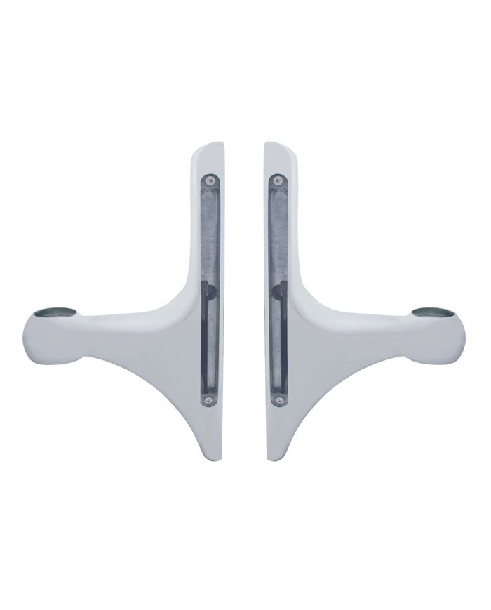 (2/BOX) POLISH ALUMINUM PETERBILT HEADLIGHT BRACKET W/ 9" LIGHT BAR CUTOUT