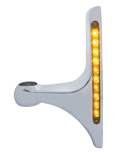 (2/BOX) POLISH ALUMINUM PETERBILT HEADLIGHT BRACKET W/ 10 AMBER LED 9" LIGHT BAR - AMBER LENS (2/BOX) POLISH ALUMINUM PETERBILT HEADLIGHT BRACKET W/ 10 AMBER LED 9" LIGHT BAR - AMBER LENS