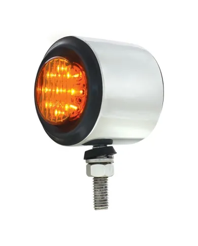 UP30927-SS 2" Double Face Light With 9 LED 2" Lights & Grommets - Amber & Red LED/Amber & Red Lens