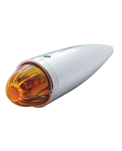 (BOX) CHROME WATERMELON GLASS LENS TORPEDO CAB LIGHT W/ 1156 BULB - AMBER (BOX) CHROME WATERMELON GLASS LENS TORPEDO CAB LIGHT W/ 1156 BULB - AMBER