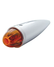 (BOX) CHROME WATERMELON GLASS LENS TORPEDO CAB LIGHT W/ 1156 BULB - DARK AMBER (BOX) CHROME WATERMELON GLASS LENS TORPEDO CAB LIGHT W/ 1156 BULB - DARK AMBER