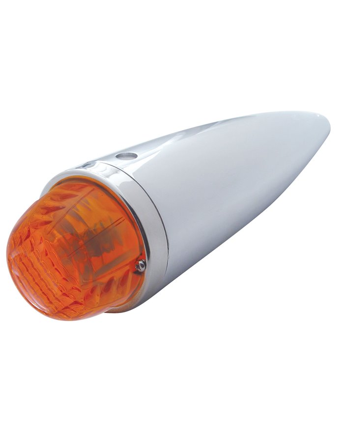 (BOX) CHROME CRYSTAL GLASS LENS TORPEDO CAB LIGHT W/ 1156 BULB - DARK AMBER (BOX) CHROME CRYSTAL GLASS LENS TORPEDO CAB LIGHT W/ 1156 BULB - DARK AMBER