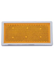 (BULK) 3 1/2" x 1 2/3" RECTANGULAR QUICK MOUNT REFLECTOR W/ CHROME BEZEL - AMBER (BULK) 3 1/2" x 1 2/3" RECTANGULAR QUICK MOUNT REFLECTOR W/ CHROME BEZEL - AMBER