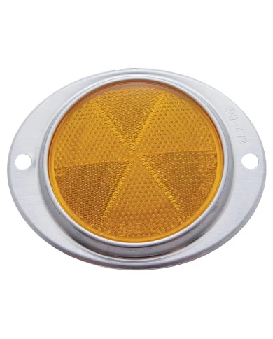 (BULK) 3 3/16" ROUND REFLECTOR W/ ALUMINUM MOUNTING BASE - AMBER (BULK) 3 3/16" ROUND REFLECTOR W/ ALUMINUM MOUNTING BASE - AMBER