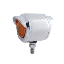 UP30958-Stainless 2.5" Double Face Light With LED Lights & Visors - Amber & Red LED/Amber & Red Lens