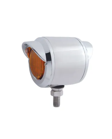 UP30958-Stainless 2.5" Double Face Light With LED Lights & Visors - Amber & Red LED/Amber & Red Lens