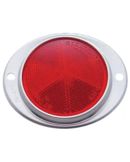(BULK) 3 3/16" ROUND REFLECTOR W/ ALUMINUM MOUNTING BASE - RED