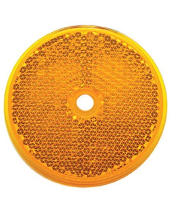 (BULK) 3 3/16" ROUND CENTER BOLT MOUNT REFLECTOR - AMBER