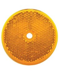 (BULK) 3 3/16" ROUND CENTER BOLT MOUNT REFLECTOR - AMBER (BULK) 3 3/16" ROUND CENTER BOLT MOUNT REFLECTOR - AMBER