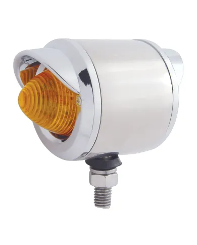 UP30960-Stainless 2.5" Double Face LED Beehive Lights With Visor - Amber & Red LED/Amber & Red Lens