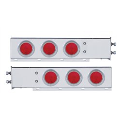 UP31009-2.5" Bolt Pattern Chrome Spring Loaded Light Bar With 6X 4" Lights & Visors (Pair)
