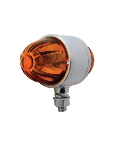 (BULK) CHROME DOUBLE FACE HOUSING W/ 2 WATERMELON GLASS LENS - AMBER (BULK) CHROME DOUBLE FACE HOUSING W/ 2 WATERMELON GLASS LENS - AMBER