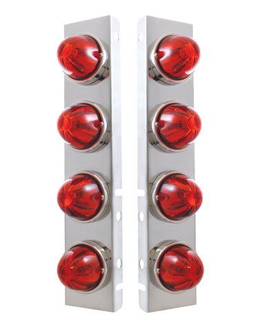 (2/BULK) S.S. PETERBILT 8 LED CUTOUT AIR CLEANER LIGHT BRACKET W/ WATERMELON GLASS LENS - DARK AMBER (2/BULK) S.S. PETERBILT 8 LED CUTOUT AIR CLEANER LIGHT BRACKET W/ WATERMELON GLASS LENS - DARK AMBER