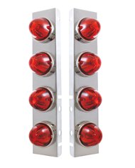 (2/BULK) S.S. PETERBILT 8 LED CUTOUT AIR CLEANER LIGHT BRACKET W/ WATERMELON GLASS LENS - DARK AMBER