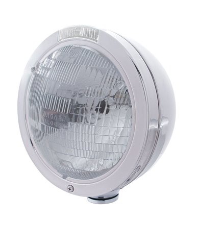 (BOX) STAINLESS STEEL PETERBILT "BULLET" H6024 HALOGEN HEADLIGHT W/ 4 AMBER LED SIGNAL LIGHT - CLEAR LENS (BOX) STAINLESS STEEL PETERBILT "BULLET" H6024 HALOGEN HEADLIGHT W/ 4 AMBER LED SIGNAL LIGHT - CLEAR LENS