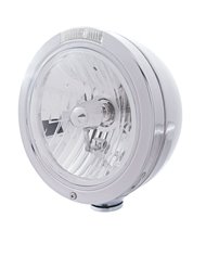 (BOX) S.S. PETERBILT "BULLET" CRYSTAL H4 HALOGEN HEADLIGHT W/ 4 AMBER LED SIGNAL LIGHT - CLEAR LENS