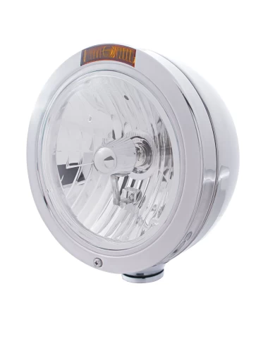 (BOX) S.S. PETERBILT "BULLET" CRYSTAL H4 HALOGEN HEADLIGHT W/ 4 AMBER LED SIGNAL LIGHT - AMBER LENS (BOX) S.S. PETERBILT "BULLET" CRYSTAL H4 HALOGEN HEADLIGHT W/ 4 AMBER LED SIGNAL LIGHT - AMBER LENS