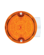 (BOX) 21 AMBER LED 3 1/4 ROUND HARLEY SIGNAL LIGHT WITH HOUSING - AMBER LENS - 1156 PLUG