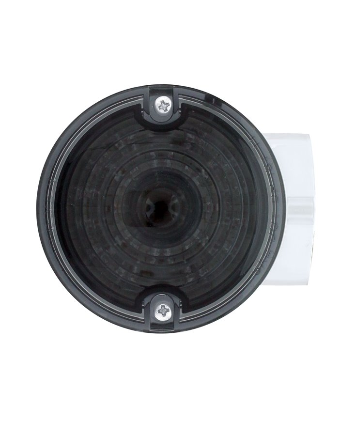 (BOX) 21 AMBER LED 3 1/4 ROUND HARLEY SIGNAL LIGHT WITH HOUSING - SMOKE LENS - 1156 PLUG