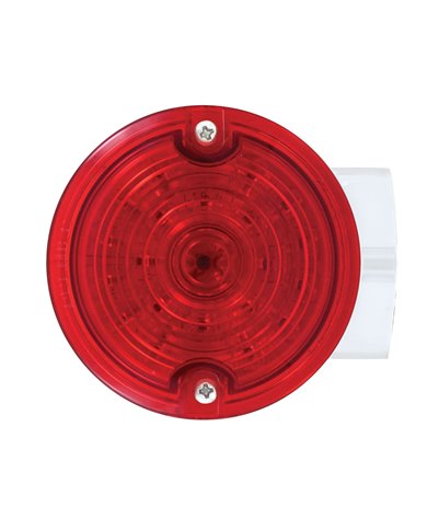 (BOX) 21 RED LED 3 1/4 ROUND HARLEY SIGNAL LIGHT WITH HOUSING - RED LENS - 1156 PLUG (BOX) 21 RED LED 3 1/4 ROUND HARLEY SIGNAL LIGHT WITH HOUSING - RED LENS - 1156 PLUG