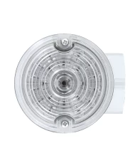 (BOX) 21 RED LED 3 1/4 ROUND HARLEY SIGNAL LIGHT WITH HOUSING - CLEAR LENS - 1156 PLUG