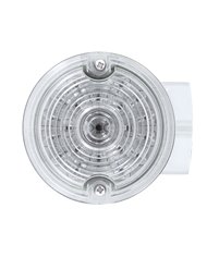 (BOX) 21 RED LED 3 1/4 ROUND HARLEY SIGNAL LIGHT WITH HOUSING - CLEAR LENS - 1157 PLUG