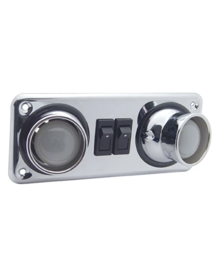 (CARD) CHROME PLASTIC INTERIOR DOUBLE READING LIGHT