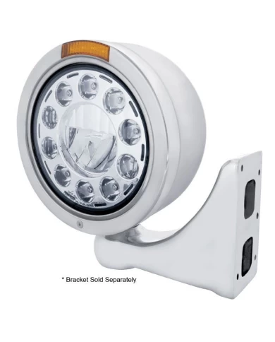 (BOX) S.S. "BULLET" HALF-MOON PETERBILT 11 HIGH POWER LED CRYSTAL HEADLIGHT W/ 4 AMB LED DUAL FUNCTION SIGNAL LIGHT - AMBER LENS (BOX) S.S. "BULLET" HALF-MOON PETERBILT 11 HIGH POWER LED CRYSTAL HEADLIGHT W/ 4 AMB LED DUAL FUNCTION SIGNAL LIGHT - AMBER LENS