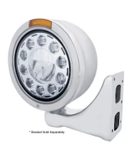 (BOX) S.S. "BULLET" HALF-MOON PETERBILT 11 HIGH POWER LED CRYSTAL HEADLIGHT W/ 4 AMB LED DUAL FUNCTION SIGNAL LIGHT - AMBER LENS (BOX) S.S. "BULLET" HALF-MOON PETERBILT 11 HIGH POWER LED CRYSTAL HEADLIGHT W/ 4 AMB LED DUAL FUNCTION SIGNAL LIGHT - AMBER LENS