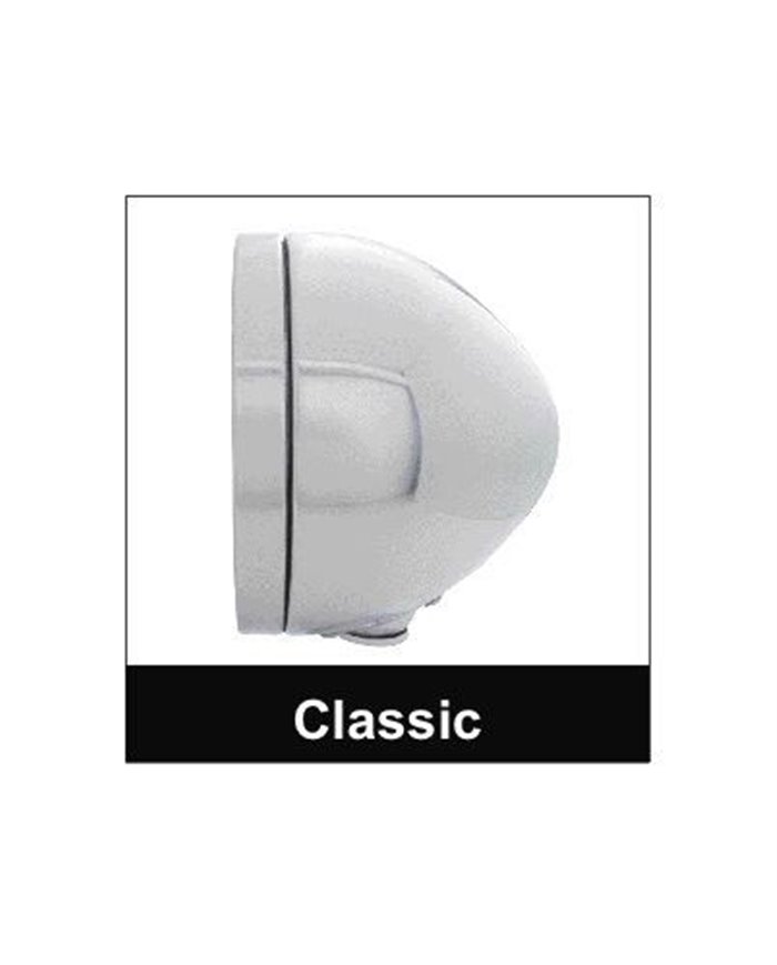 (BOX) S.S. "BULLET" PETERBILT 11 HIGH POWER LED HEADLIGHT W/ 4 AMBER LED SIGNAL LIGHT - AMBER LENS