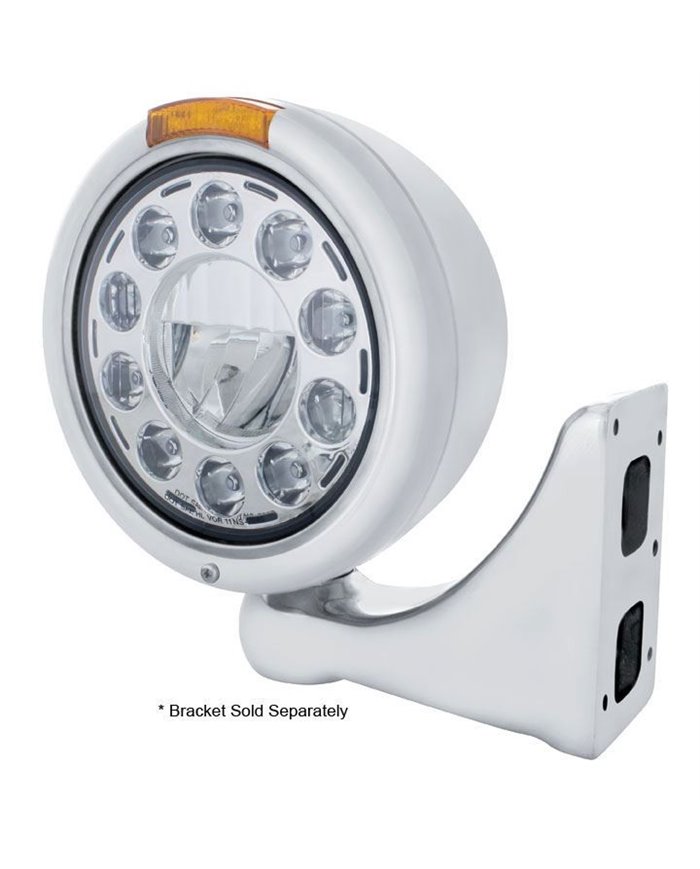 (BOX) S.S. "CLASSIC" PETERBILT 11 HIGH POWER LED CRYSTAL HEADLIGHT W/ 4 AMB LED DUAL FUNCTION SIGNAL LIGHT - AMBER LENS (BOX) S.S. "CLASSIC" PETERBILT 11 HIGH POWER LED CRYSTAL HEADLIGHT W/ 4 AMB LED DUAL FUNCTION SIGNAL LIGHT - AMBER LENS