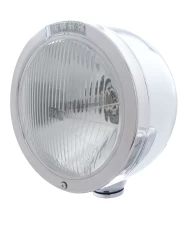 (BOX) S.S. "BULLET" HALF-MOON PETERBILT H4 HALOGEN HEADLIGHT W/ 4 AMBER LED SIGNAL LIGHT - CLEAR LENS (BOX) S.S. "BULLET" HALF-MOON PETERBILT H4 HALOGEN HEADLIGHT W/ 4 AMBER LED SIGNAL LIGHT - CLEAR LENS