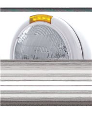 (BOX) STAINLESS STEEL "CLASSIC" PETERBILT 6014 SEALED BEAM HEADLIGHT W/ 4 AMBER LED SIGNAL LIGHT - AMBER LENS