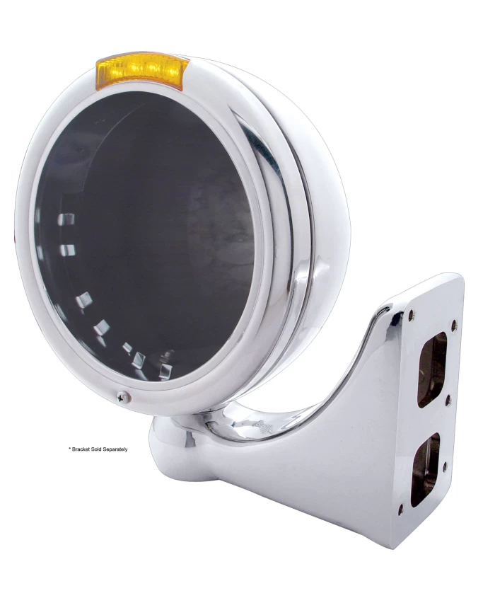 (BOX) CHROME "CLASSIC" PETERBILT HEADLIGHT W/ 4 AMBER LED SIGNAL LIGHT - AMBER LENS (BOX) CHROME "CLASSIC" PETERBILT HEADLIGHT W/ 4 AMBER LED SIGNAL LIGHT - AMBER LENS