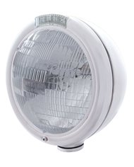 (BOX) CHROME "CLASSIC" PETERBILT H6024 HALOGEN HEADLIGHT W/ 4 AMBER LED SIGNAL LIGHT - CLEAR LENS (BOX) CHROME "CLASSIC" PETERBILT H6024 HALOGEN HEADLIGHT W/ 4 AMBER LED SIGNAL LIGHT - CLEAR LENS