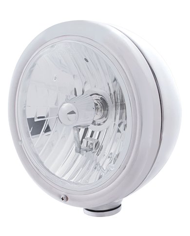 (BOX) CHROME "CLASSIC" PETERBILT HEADLIGHT - CRYSTAL H4 HALOGEN (BOX) CHROME "CLASSIC" PETERBILT HEADLIGHT - CRYSTAL H4 HALOGEN
