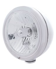 (BOX) CHROME "CLASSIC" PETERBILT HEADLIGHT - CRYSTAL H4 HALOGEN