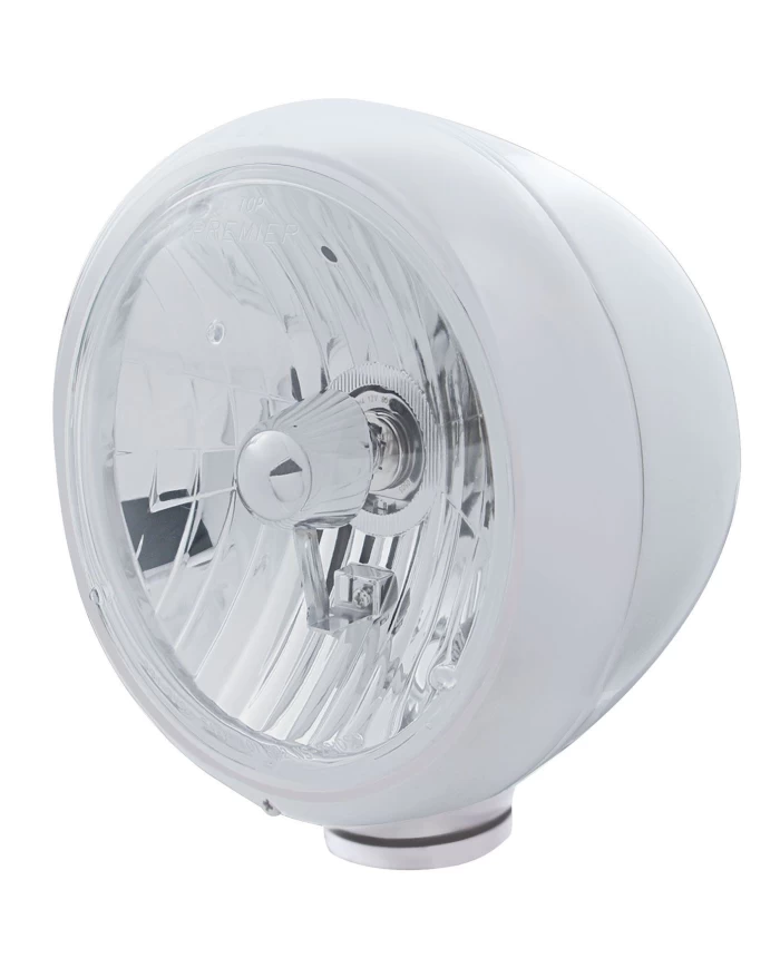 (BOX) STAINLESS STEEL CLASSIC "GUIDE" HEADLIGHT - CRYSTAL H4 HALOGEN BULB (BOX) STAINLESS STEEL CLASSIC "GUIDE" HEADLIGHT - CRYSTAL H4 HALOGEN BULB