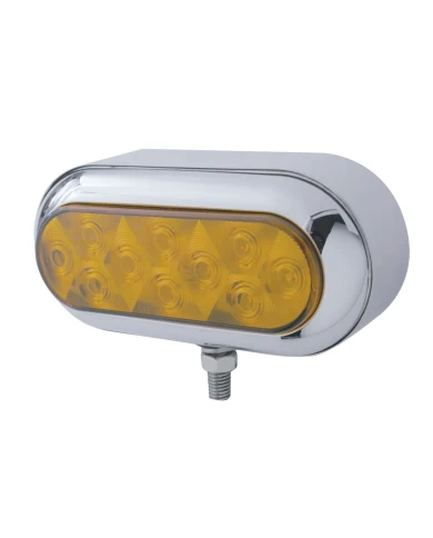 (BULK) STAINLESS STEEL DOUBLE FACE BRACKET W/ 10 AMBER/RED LED OVAL LIGHT - AMBER LENS/RED LENS (BULK) STAINLESS STEEL DOUBLE FACE BRACKET W/ 10 AMBER/RED LED OVAL LIGHT - AMBER LENS/RED LENS