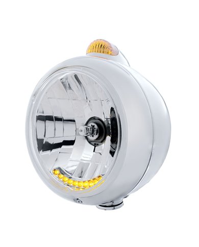 (BOX) S.S. "GUIDE" HEADLIGHT W/ AMBER DUAL FUNCTION TOP MOUNT LIGHT - 10 AMBER LED CRYSTAL HALOGEN (BOX) S.S. "GUIDE" HEADLIGHT W/ AMBER DUAL FUNCTION TOP MOUNT LIGHT - 10 AMBER LED CRYSTAL HALOGEN